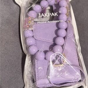 NEW Lavender Phone Case w/ Beaded Wristlet + Mini Wallet | iPhone 14 Pro Max |